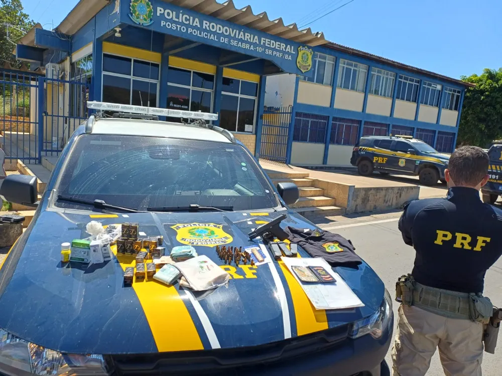 Falso policial ferroviário é preso pela PRF com pistola, anabolizantes e R$ 19 mil na Bahia