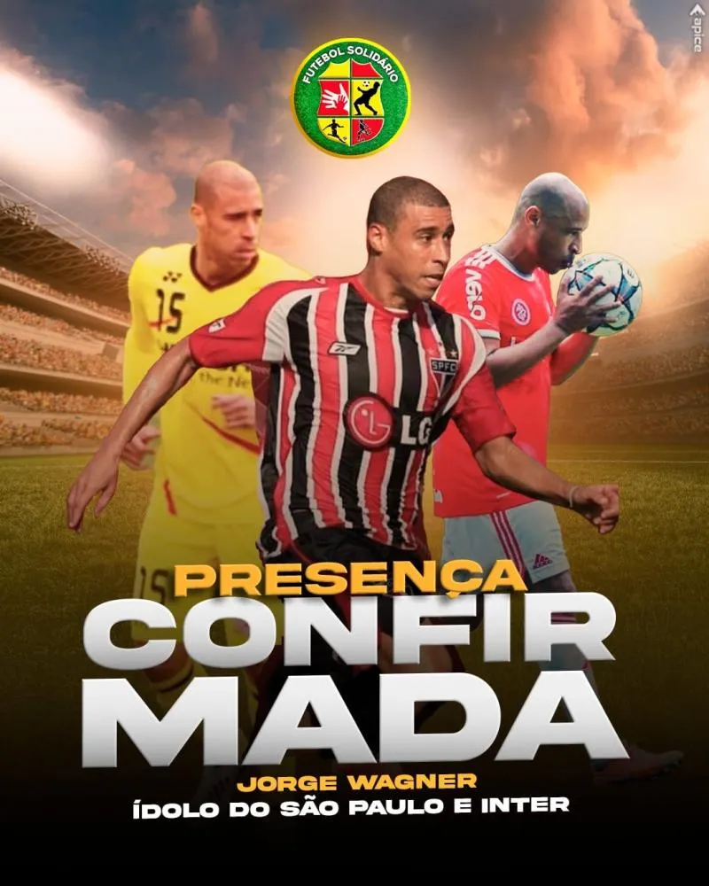 Futebol Solidário 2026 em Brumado confirma Jorge Wagner como mais uma grande atração