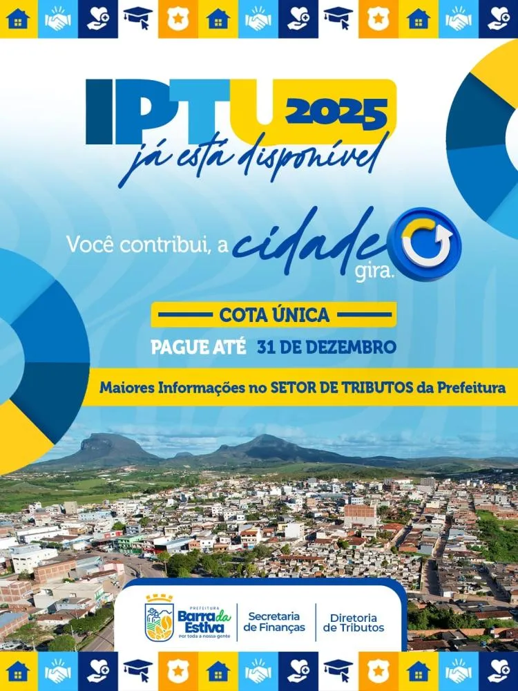 Pagamento do IPTU 2025 começa em Barra da Estiva; veja prazos