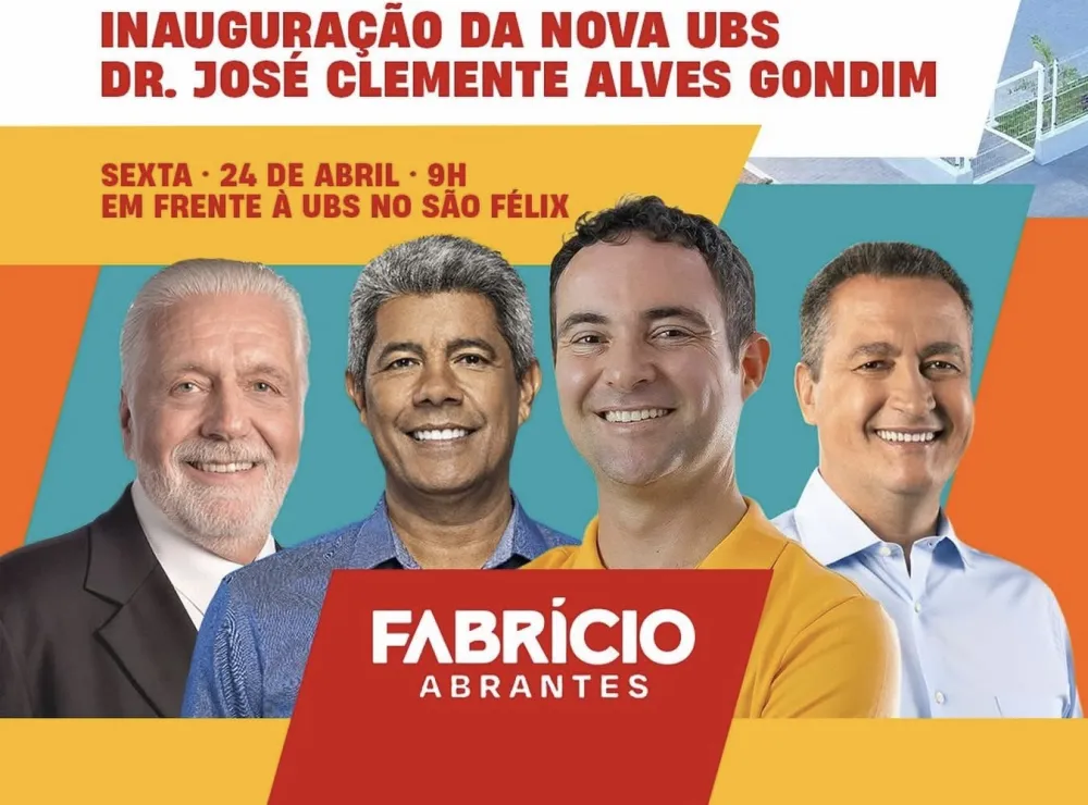 Jerônimo, Wagner e Rui Costa estarão em Brumado para inauguração de UBS ao lado do prefeito Fabrício Abrantes
