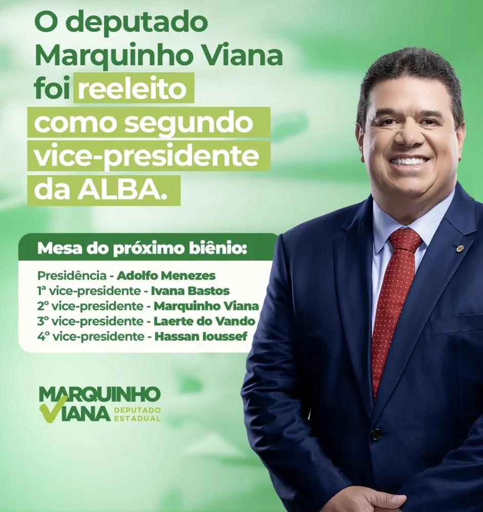 Deputado Marquinho Viana é reeleito 2º vice-presidente da Assembleia Legislativa da Bahia