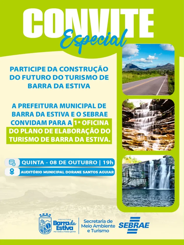 Barra da Estiva realizará 1ª oficina para construção do Plano Municipal de Turismo