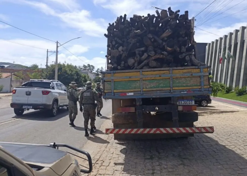 Ação ambiental intercepta caminhão com madeira ilegal em Paramirim