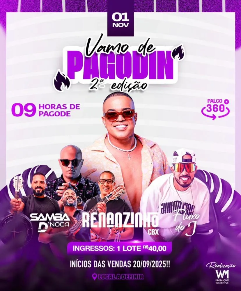 Brumado recebe 2ª edição da festa ‘Vamo de Pagodin’ em novembro