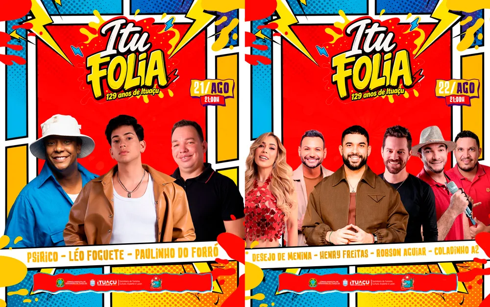 Itufolia 2026: Ituaçu comemora 129 anos com programação musical nos dias 21 e 22