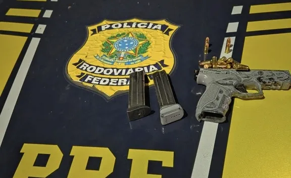 Ocorrência inusitada: PRF apreende arma, munições e resgata galos na BR-116