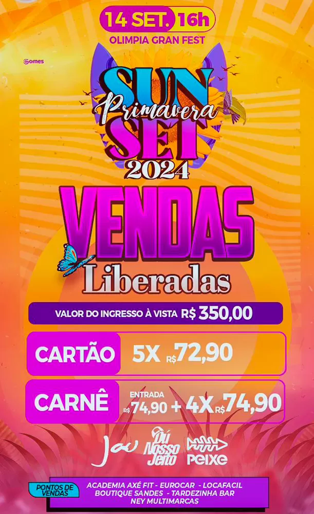 Primavera Sunset 2024: Vendas liberadas para o evento mais aguardado do ano!