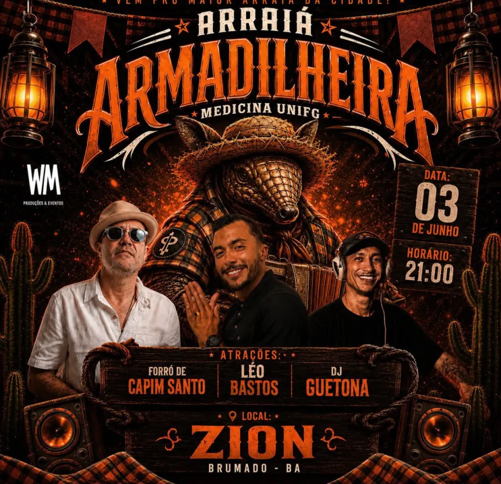 Arraiá Armadilheira de Medicina reúne Forró de Capim Santo, Léo Bastos e DJ Guetona em Brumado