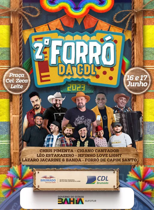 Brumado: Sexta (16) e sábado (17) tem o Forró da CDL na Praça da Prefeitura