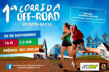 Neste sábado, 30, tem a Corrida Off Road em Brumado