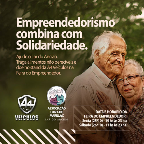 A4 Veiculos realizará a ação 'Empreendedorismo combina com solidariedade' durante a Feira do Empreendedor, em Brumado