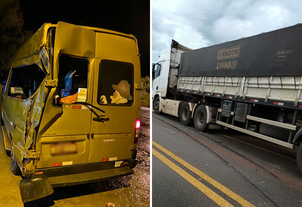 Van e caminhão se envolvem em acidente BR-030, trecho entre Caetité e Ibitira