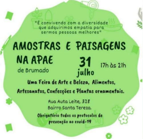 Será realizado na Apae o evento Amostras e Paisagens