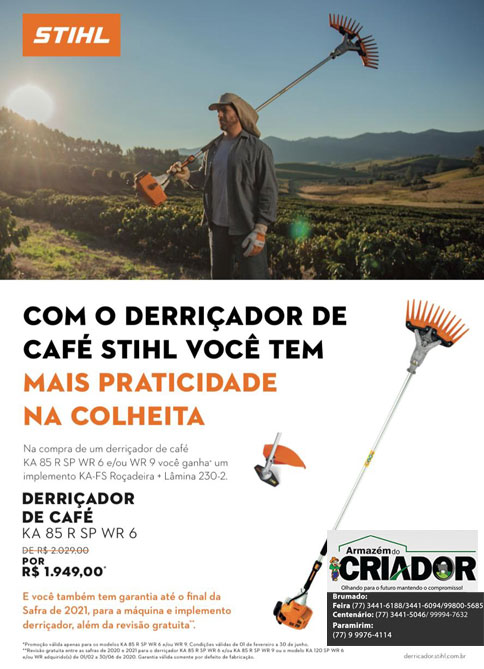 Armazém do Criador: Aquira seu Derriçador de café Stihl