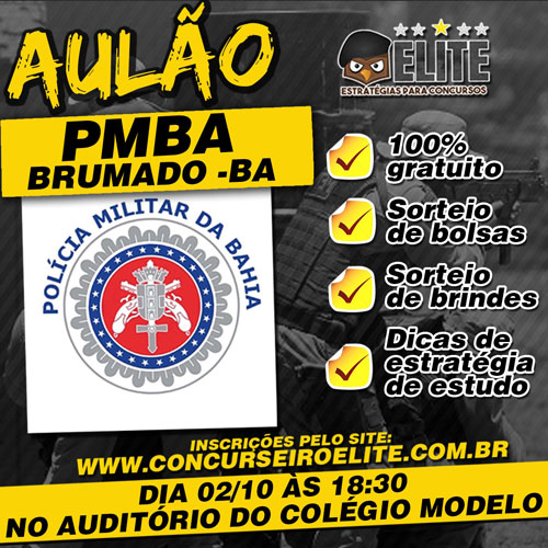 Brumado: Curso Elite realizará aulão preparatório para o concurso da Polícia Militar da Bahia