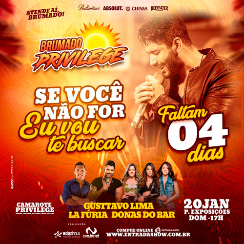 Faltam 4 dias para o Brumado Privilege que terá shows de Gusttavo Lima, La Fúria e Donas Bar