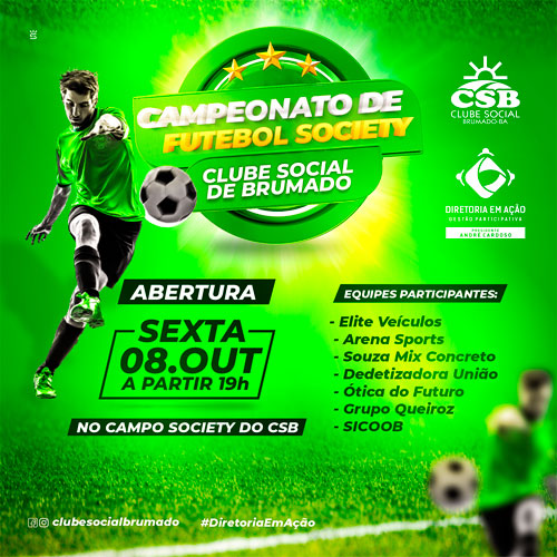 Nesta sexta (08) acontece a abertura do Campeonato de Futebol Society no Clube Social de Brumado