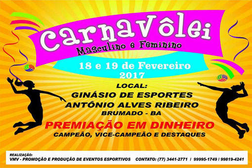 Nos dias 18 e 19 de fevereiro acontece em Brumado o Carnavôlei 2017
