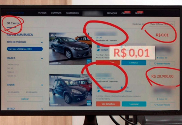 Estudante recorre à Justiça para poder comprar carro anunciado a R$ 0,01 em site