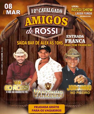 Vem aí a 11ª edição da Cavalgada Amigos do Rossi com Ed Rossi e Chris Pimenta
