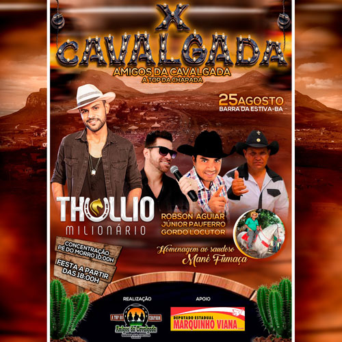  Barra da Estiva: dia 25 de agosto tem a 10ª Cavalgada dos 'Amigos da Cavalgada'