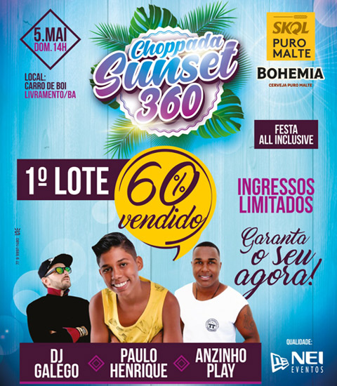 Choppada Sunset 360° será realizada no mês de maio em Livramento de Nossa Senhora 