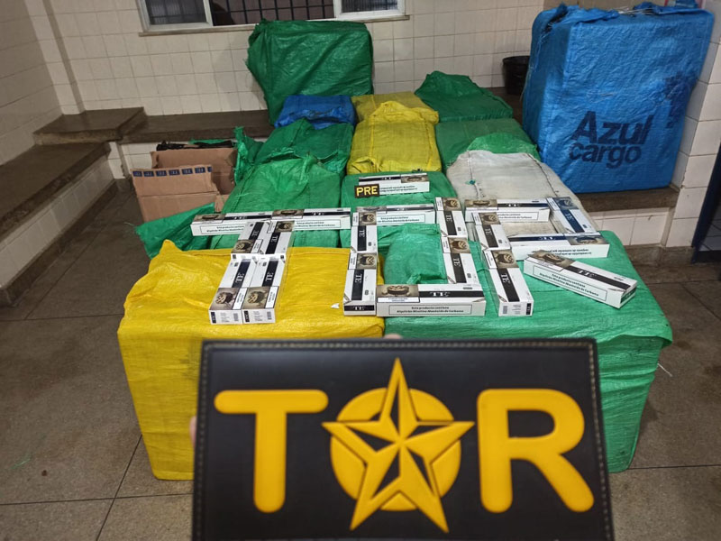 Grande quantidade de cigarros contrabandeados é apreendida na BR-030 em Ibitira