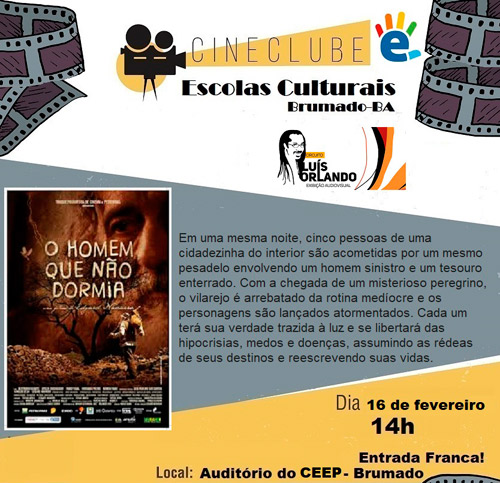 Brumado: Cineclube Escolas Culturais exibirá neste sábado longa metragem no CEEP