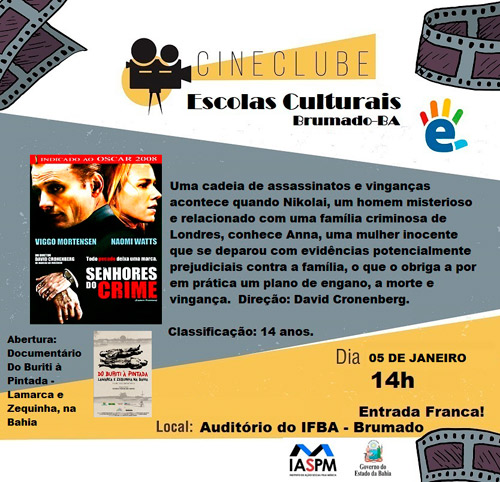 Brumado: Cineclube Escolas Culturais será apresento no IFBA