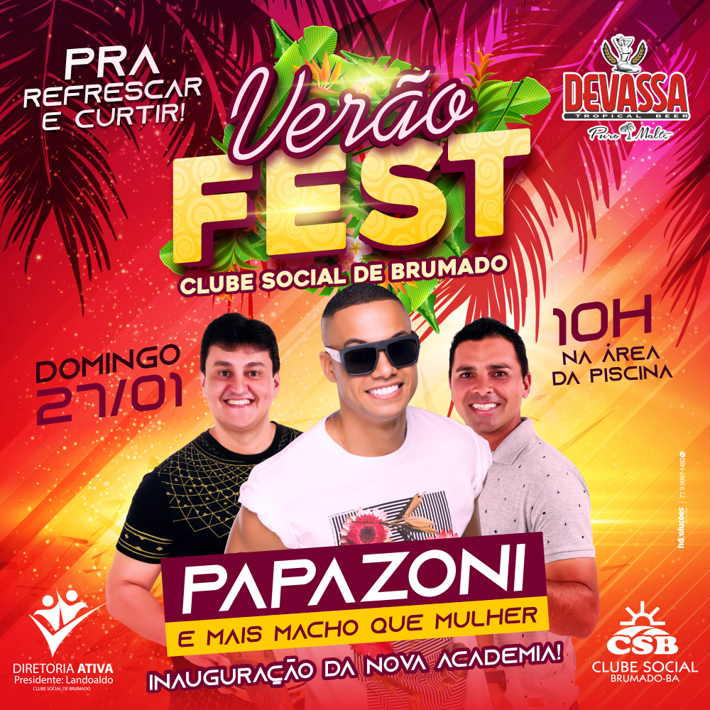 Clube Social de Brumado realizará 'Verão Fest' com Papazoni e Mais Macho que Mulher dia 27 de janeiro