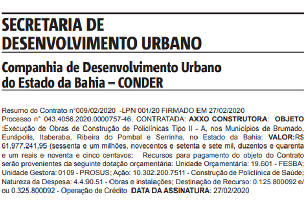Governo do estado anuncia empresa que executará obras da construção da Policlínica em Brumado