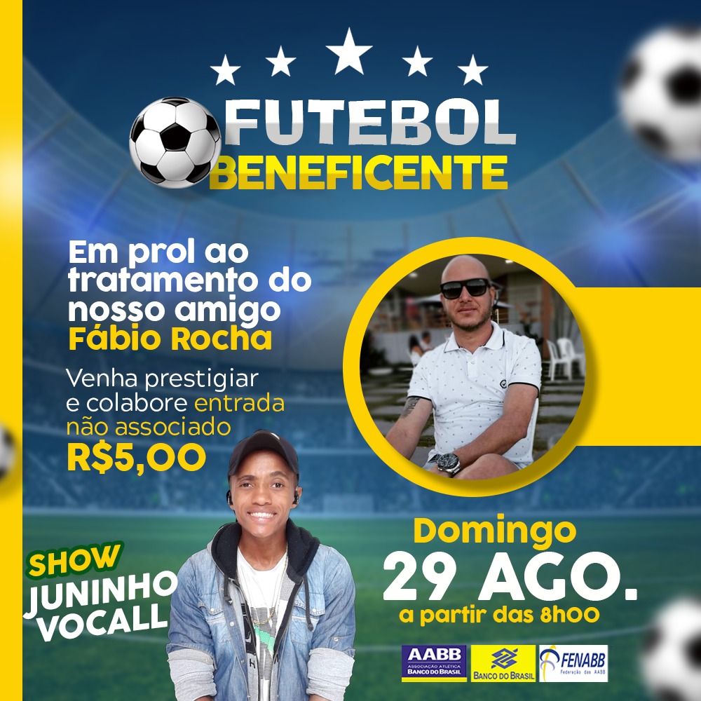 Partida de futebol beneficente em prol de Fábio Rocha será realizada na AABB 