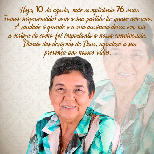 Nesta terça, Dona Lúcia, ex-prefeita de Barra da Estiva, completaria 76 anos de idade