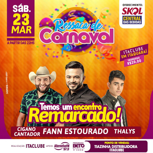 Brumado: festa 'Ressaca do Carnaval' acontece neste sábado (23) em Itaquaraí