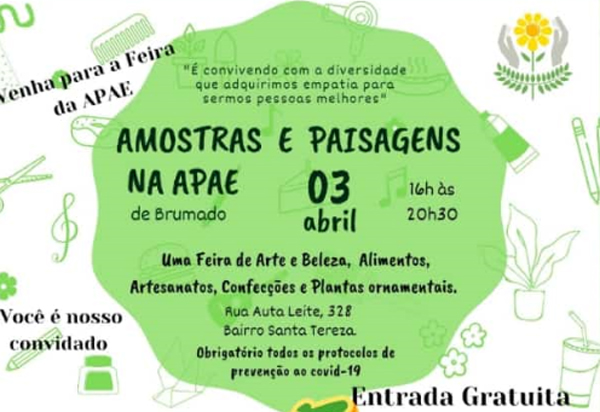 Será realizado na Apae Feira Amostras e Paisagens