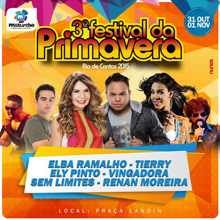 Rio de Contas: Começa neste sábado (31) o Festival da Primavera, Elba Ramalho é a grande atração