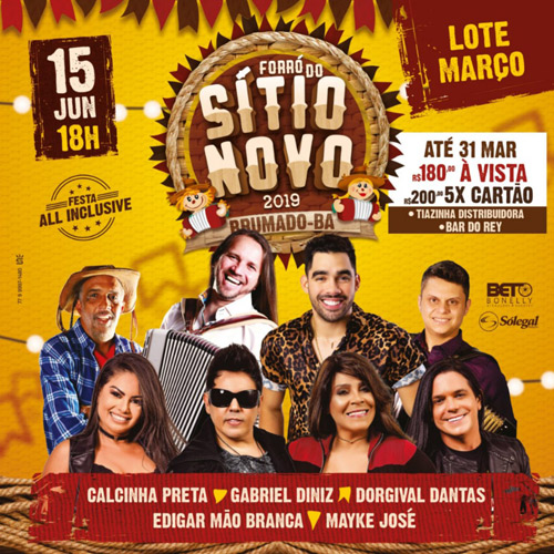  Forró do Sítio Novo 2019: Garanta já seu ingresso no lote do mês de março