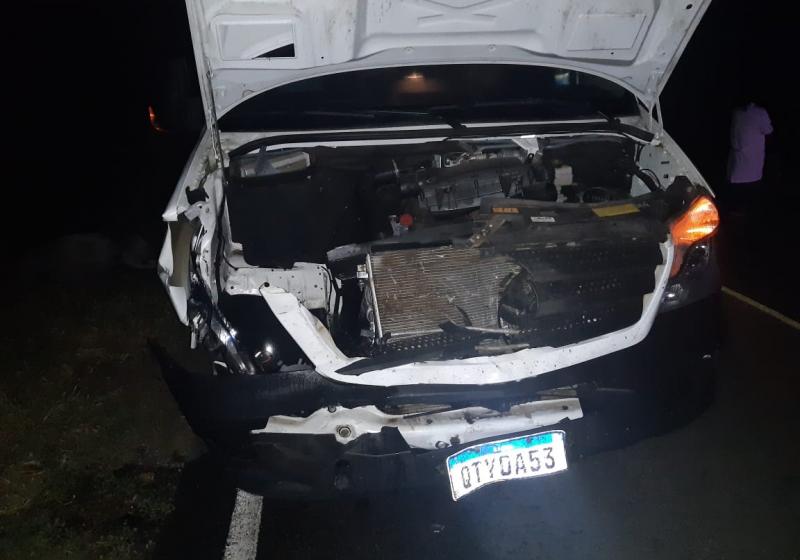 Ambulância fica destruída após colidir contra animal solto na BA-152