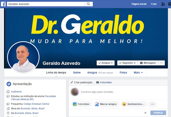Médico Geraldo Azevedo, ex-prefeito de Brumado, lança peça publicitária na internet com o tema 'Dr. Geraldo - Mudar para Melhor'