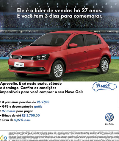 A Brumauto oferece condições especiais nos 27 anos do Gol