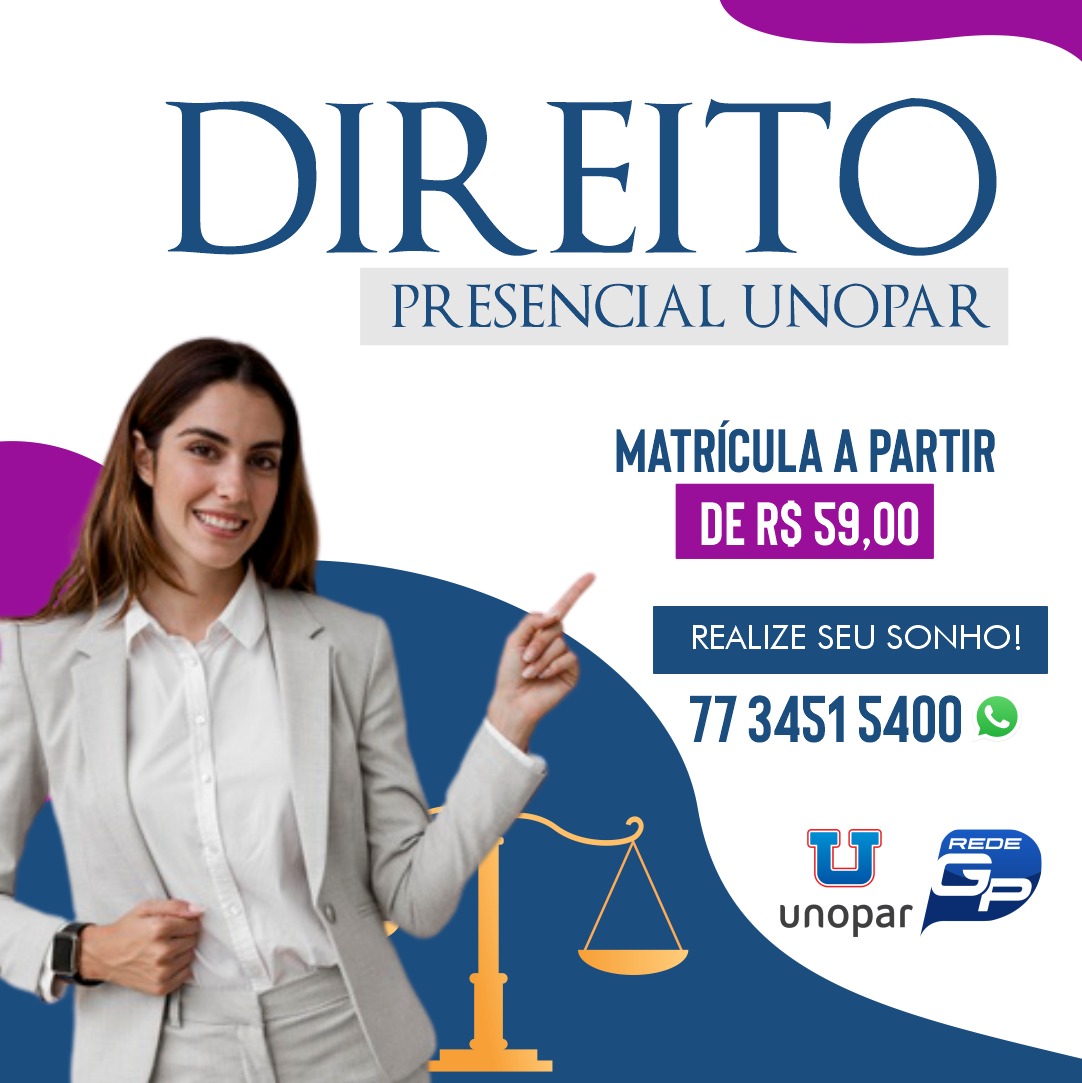 Direito presencial é na UNOPAR BRUMADO