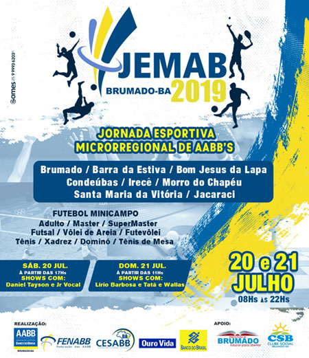 Acontece em Brumado 20 e 21 de Julho acontece na AABB a Jornada Esportivas Microrregional de AABBs