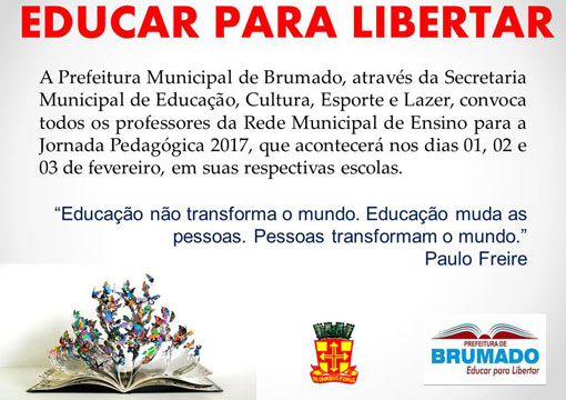 Brumado: acontece de 01 a 03 de fevereiro a Jornada Pedagógica 2017