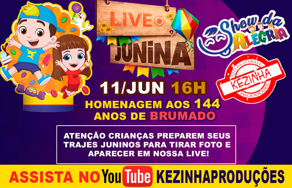 Brumado: Dia 11 de junho tem transmissão de live junina 'Show de Alegria'