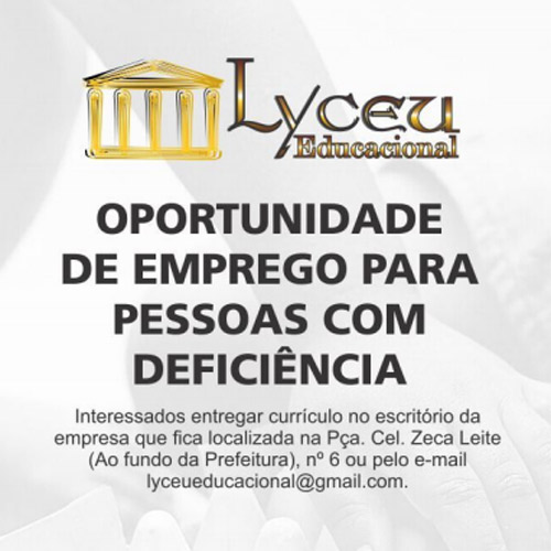 Brumado: Oportunidade de emprego para portador se deficiência 