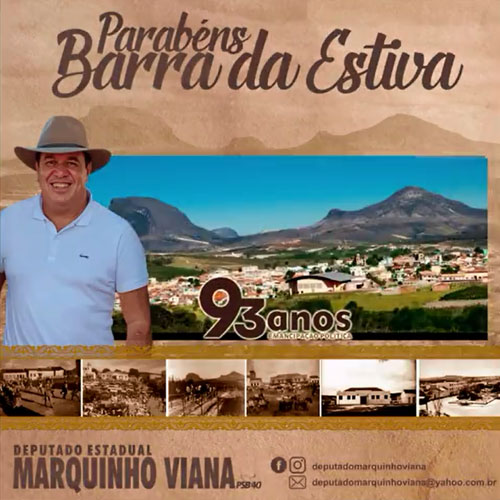 Deputado Marquinho Viana parabeniza Barra da Estiva pelos 93 anos de emancipação política
