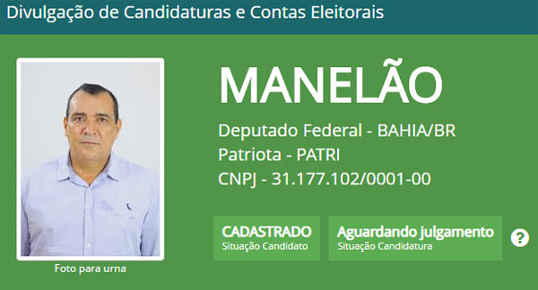 Eleições 2018: Manelão tem candidatura a deputado federal registrada no TSE