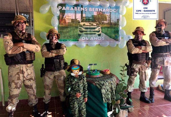 Menino realiza sonho e tem guarnição da Caesg em seu aniversário 