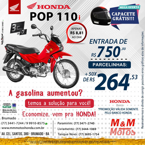 M & M Motos: economize! Vem para a Honda