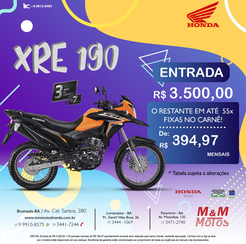 M & M Motos: condição imperdível para Honda XRE 190